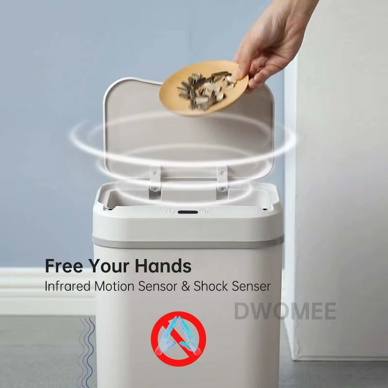 Motion Sensor Trashcan 12L Kitchen Trash Can Infrared Motion Sensor Smart Electric Touchless Touch Free Handsfree Garbage Bin