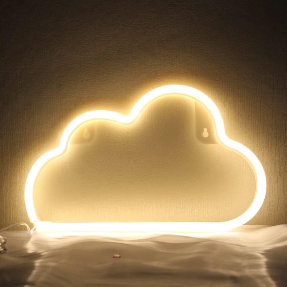 Cloud Neon Signs LED Cloud Light for Wall Decor USB or Battery Signs for Bedroom Birthday Party Christmas Living Room Kids Wedding Girls Decoration(Warm White)