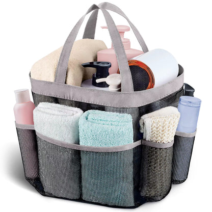 Mesh Shower Caddy Portable for College Dorm Room with 8 Pockets Hanging Shower Caddy Dorm Basket Quick Dry Shower Bag Bathroom