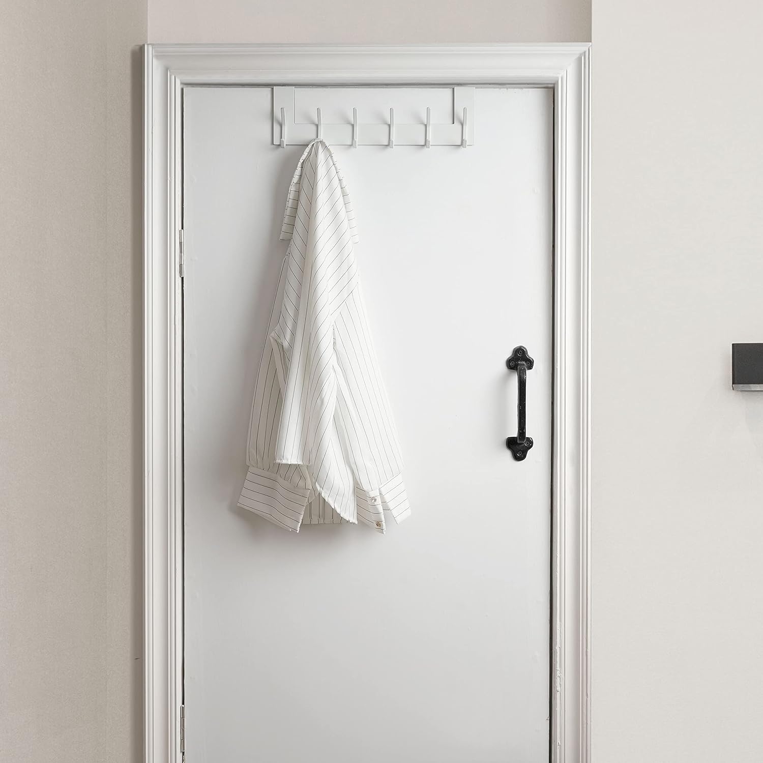 over the Door Hook,Over Door Towel Rack,Door Hanger,Door Coat Hanger,Over the Door Coat Rack,Door Hooks for Hanging Clothes,Towels,Behind Back of Bathroom,White