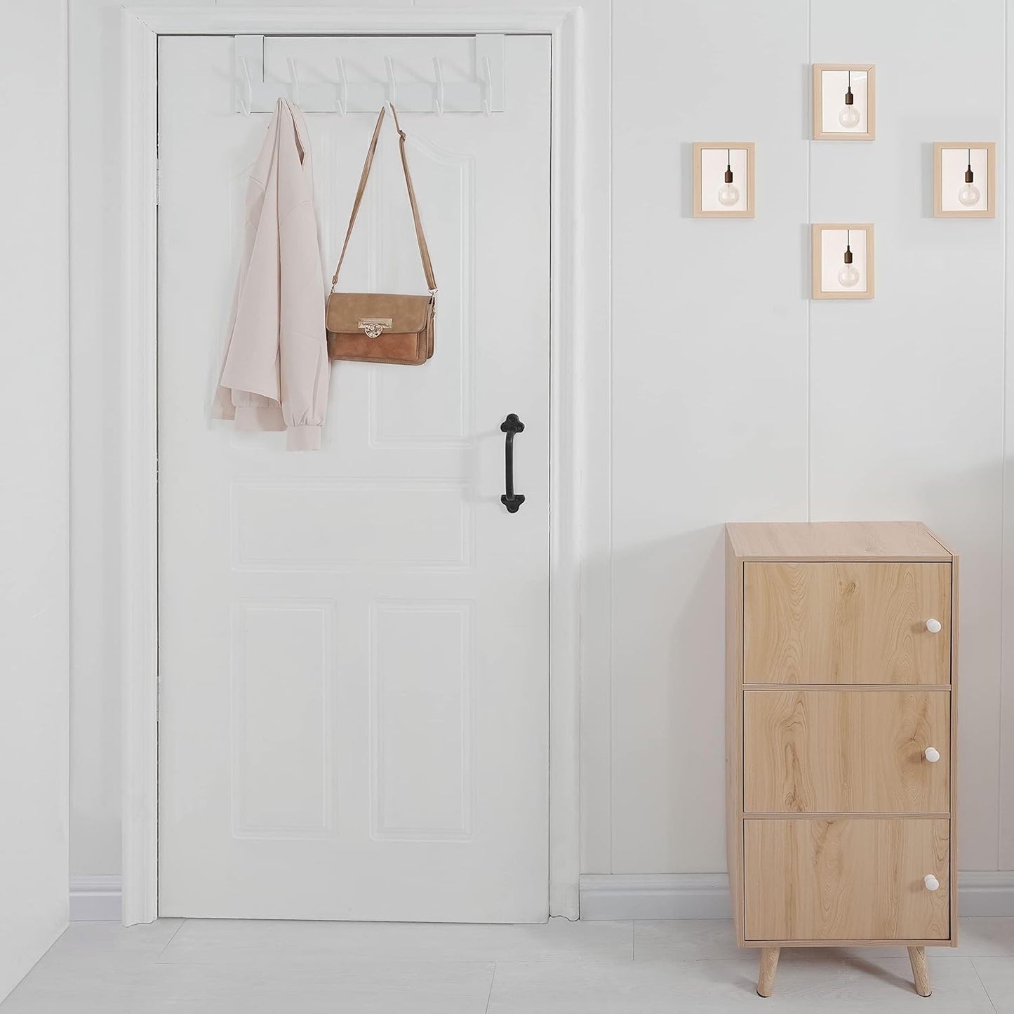 over the Door Hook,Over Door Towel Rack,Door Hanger,Door Coat Hanger,Over the Door Coat Rack,Door Hooks for Hanging Clothes,Towels,Behind Back of Bathroom,White