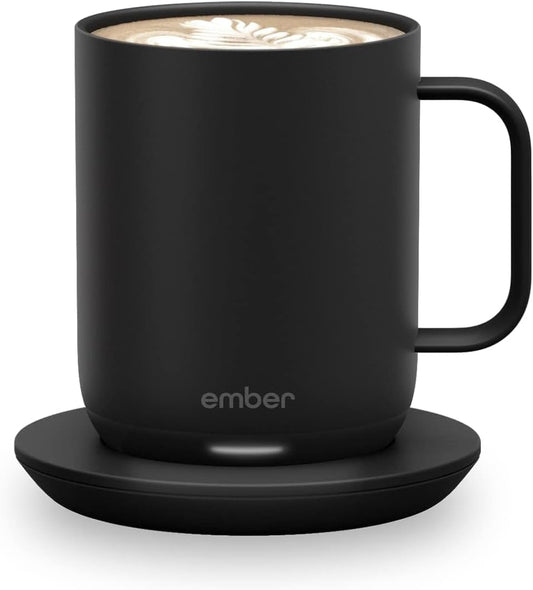 Temperature Control Smart Mug 2, 10 Oz, Black, 1.5-Hr Battery Life - App Controlled Heated Coffee Mug - Improved Design