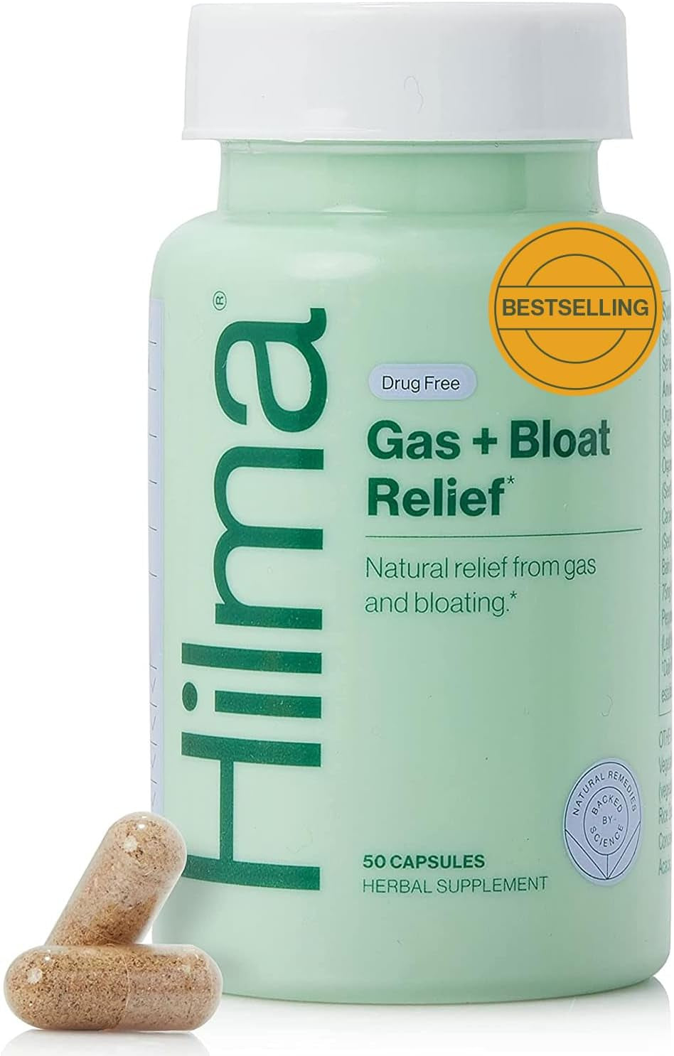 Natural Gas and Bloating Relief for Women, Doctor Formulated with Organic Ingredients, Lemon Balm, Fennel and Peppermint Leaf, 50 Vegan Capsules