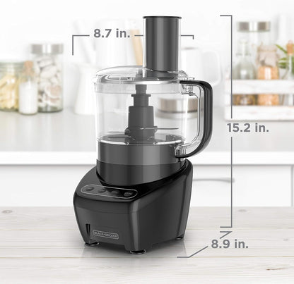 3-In-1 Food Processor and Chopper, 8 Cup Capacity, 450W Power with Attachments to Shred, Slice, Grind, and Puree, Stainless Steel Blades, FP4200BC