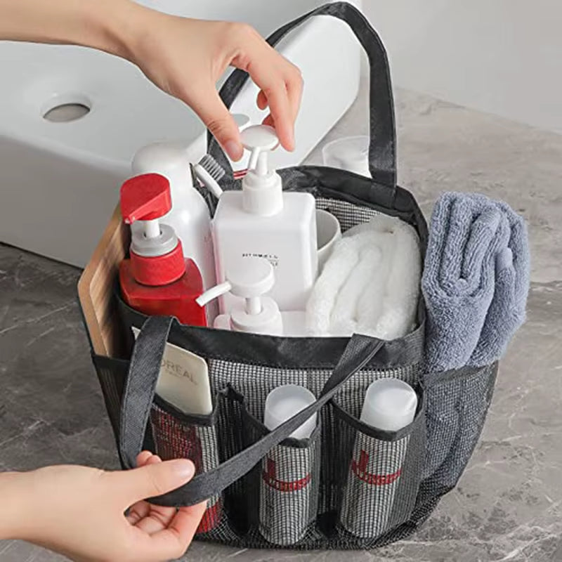 Mesh Shower Caddy Portable for College Dorm Room with 8 Pockets Hanging Shower Caddy Dorm Basket Quick Dry Shower Bag Bathroom